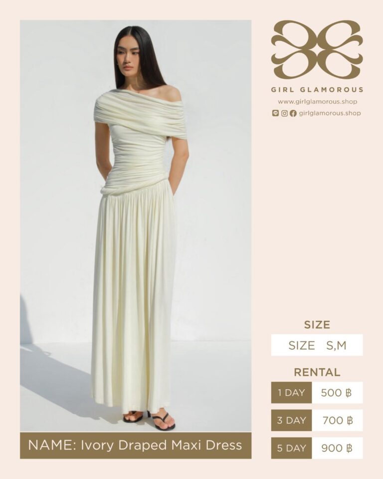 Ivory Draped Maxi Dress GLAMOROUS ร้านเช่าชุด