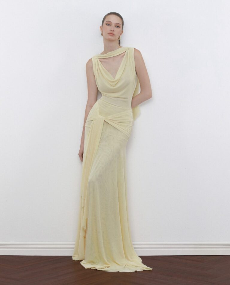 ร้านเช่าชุดราตรี Butter Yellow Mesh Dress