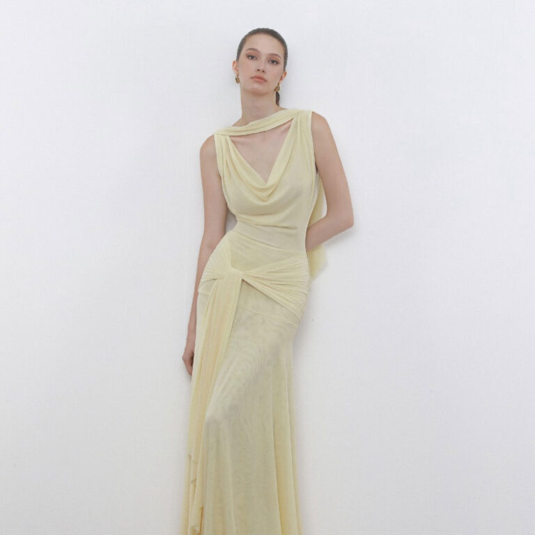 ร้านเช่าชุดราตรี Butter Yellow Mesh Dress