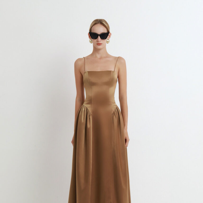 ร้านเช่าชุดราตรี Gold Spaghetti strap Dress