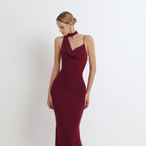 ร้านเช่าชุดราตรี Red Halter-Neck Dress
