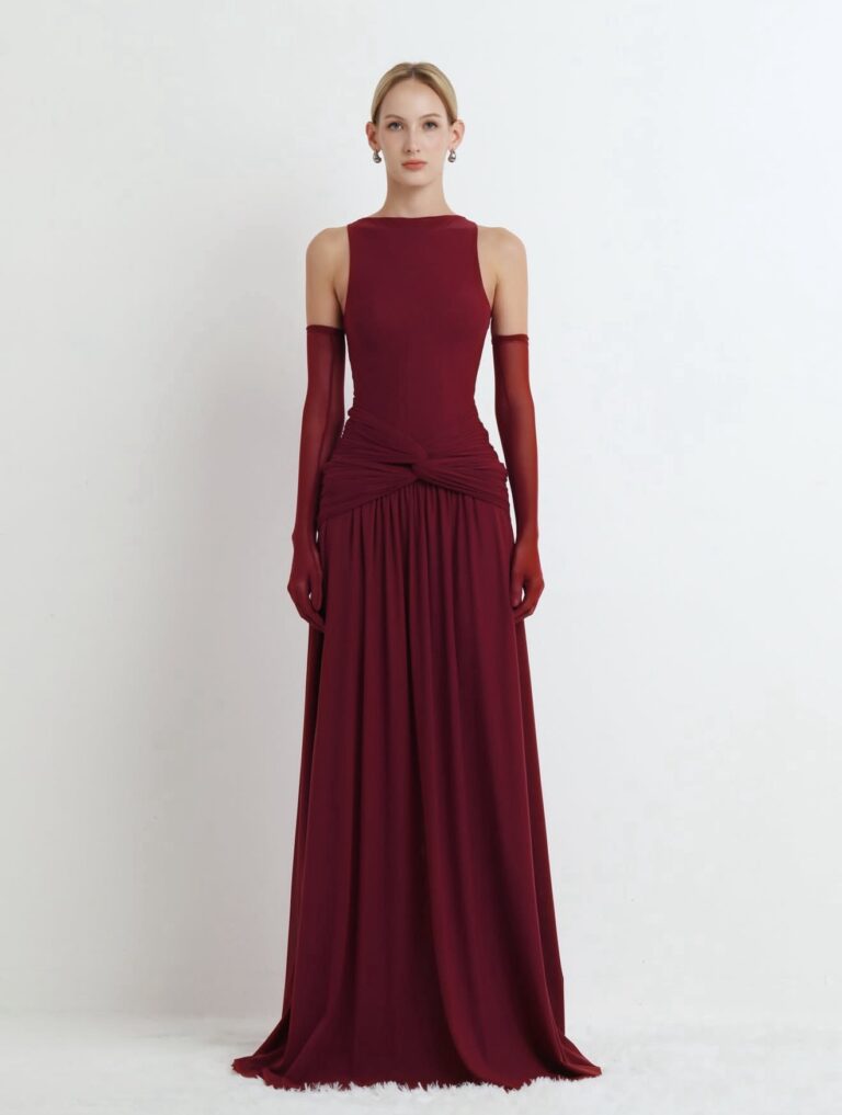 ร้านเช่าชุดราตรี Sleeveless maxi-red Dress