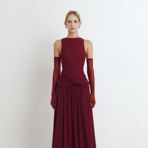 ร้านเช่าชุดราตรี Sleeveless maxi-red Dress