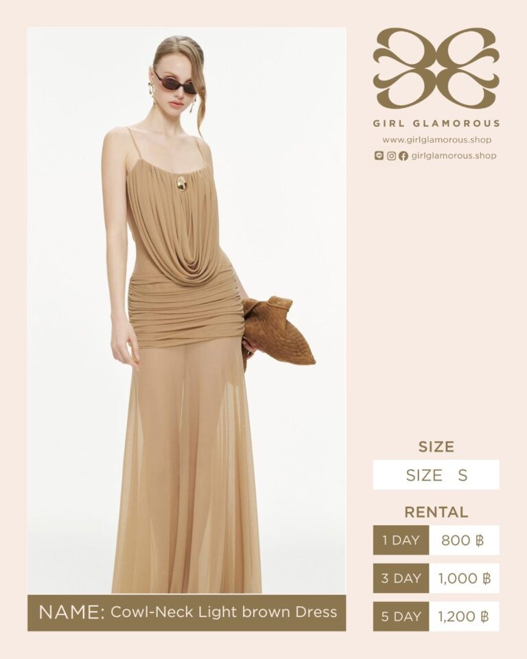 Cowl-Neck Light brown Dress