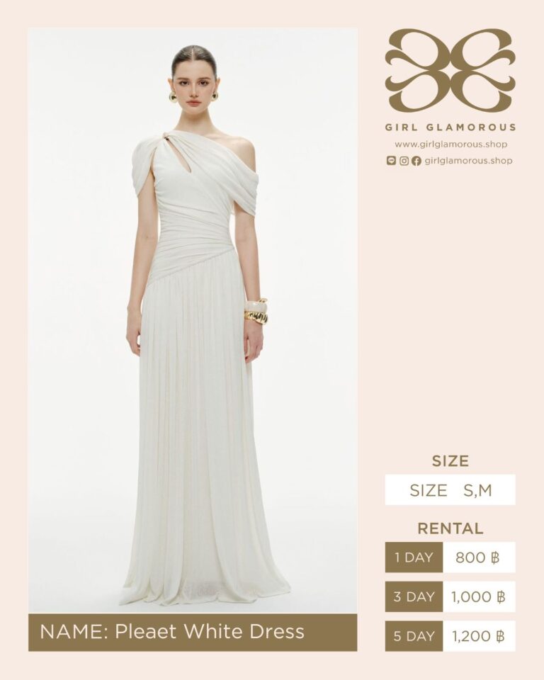 Pleaet White Dress GLAMOROUS ร้านเช่าชุด