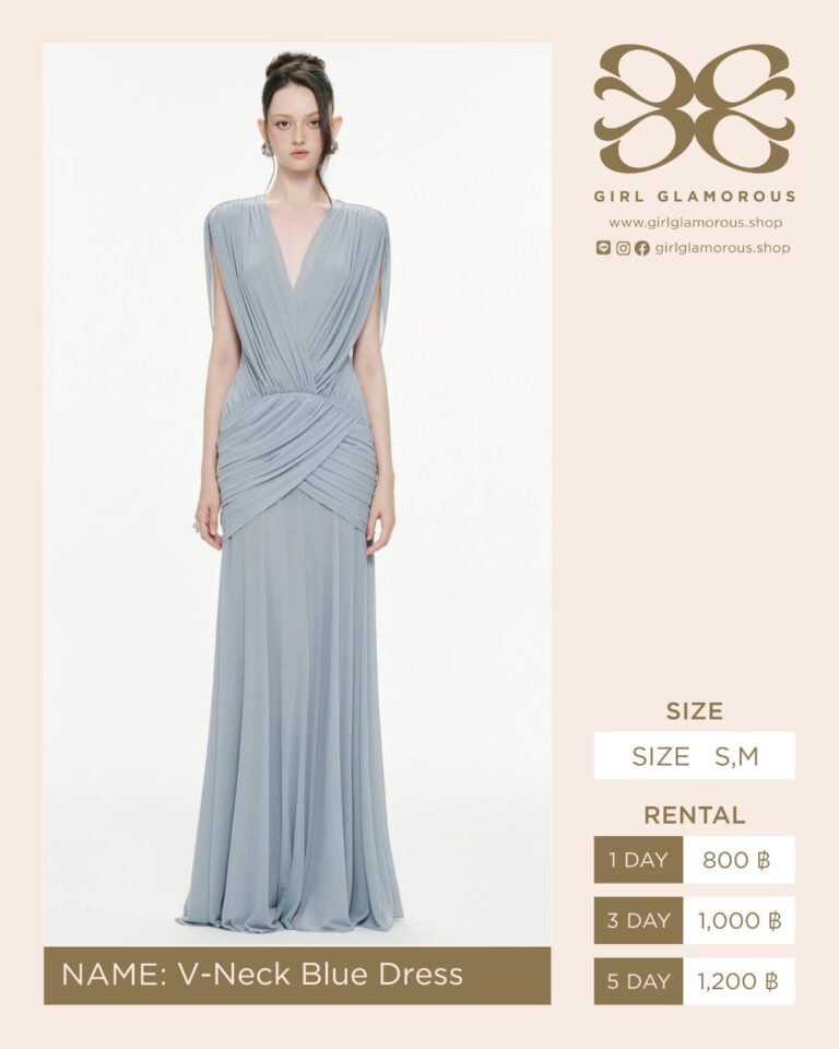 V-Neck Blue Dress GLAMOROUS ร้านเช่าชุด
