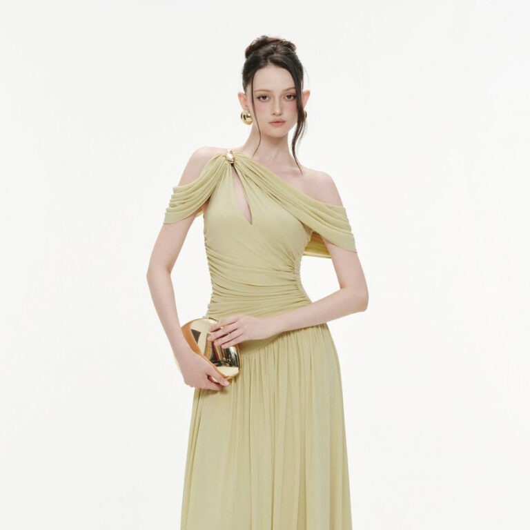 ร้านเช่าชุดราตรี Draped Green Dress