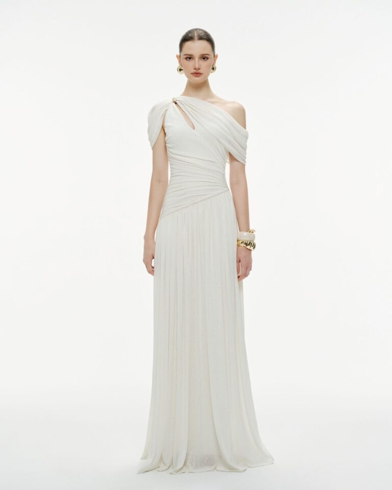 ร้านเช่าชุดราตรี Pleaet White Dress