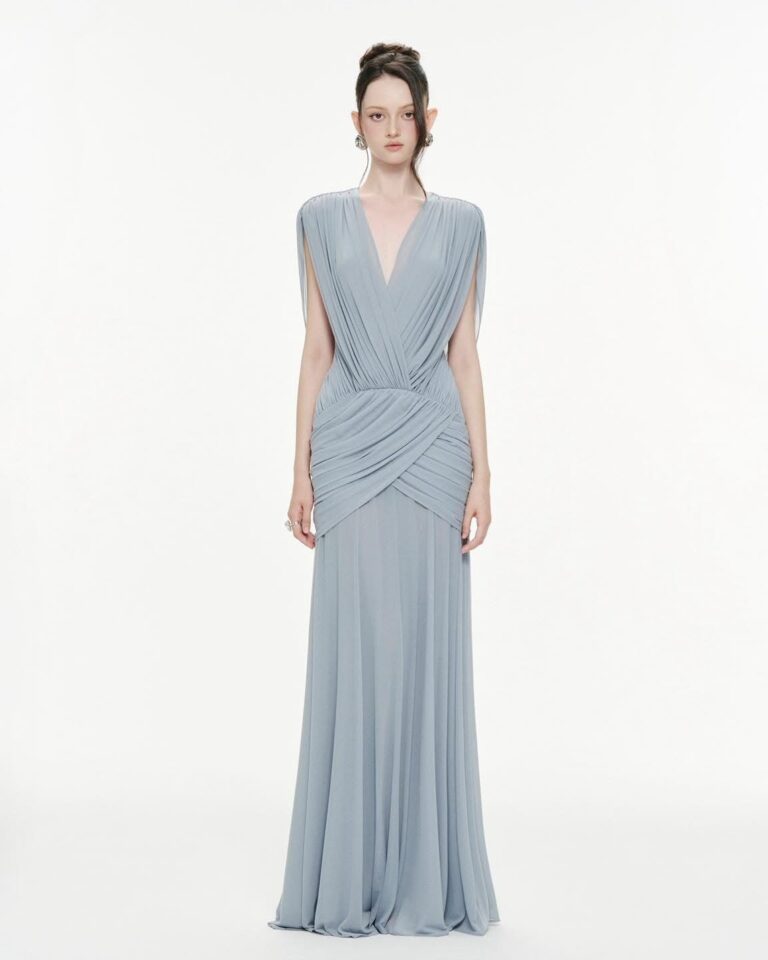 ร้านเช่าชุดราตรี V-Neck Blue Dress