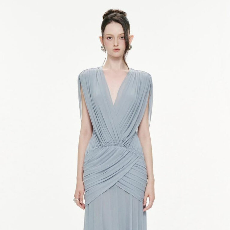 ร้านเช่าชุดราตรี V-Neck Blue Dress
