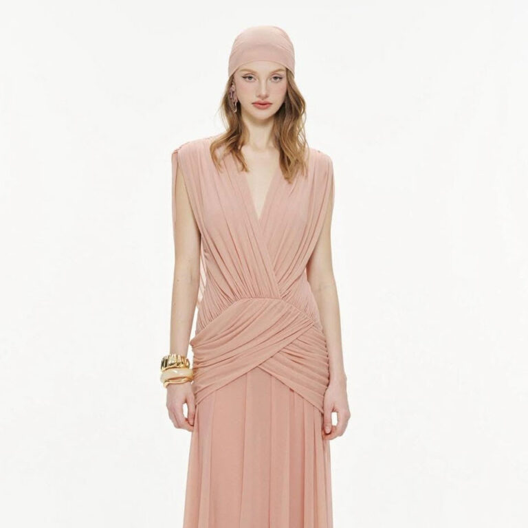 ร้านเช่าชุดราตรี V-Neck Pink Dress