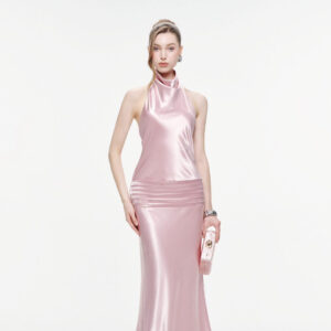 ร้านเช่าชุดราตรี Cowl Neck Silk Pink Dress