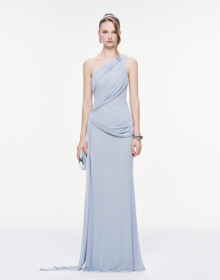 ร้านเช่าชุดราตรี Mesh Maxi Blue Dress