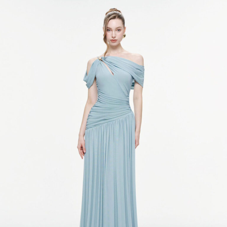 ร้านเช่าชุดราตรี Pleate Blue Dress